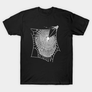 Fun Hand Drawn Spooky Halloween Spiders Web White T-Shirt